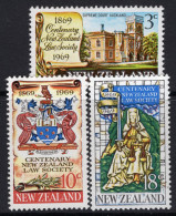 New Zealand 1969 Centenary Of New Zealand Law Society Set HM (SG 894-896) - Ungebraucht