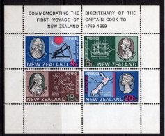 New Zealand 1969 Bicentenary Of Captain Cook's Landing MS HM (SG MS910) - Ongebruikt