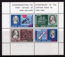 New Zealand 1969 Bicentenary Of Captain Cook's Landing MS HM (SG MS910) - Unused Stamps