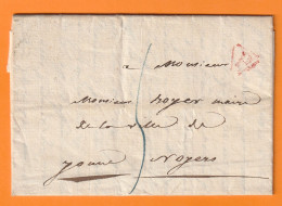 1825 - Lettre Pliée Avec Corresp De 2 P. De PARIS, Université De France Vers Noyers, Yonne - P Rouge Ds Triancle Ouvert - 1801-1848: Voorlopers XIX
