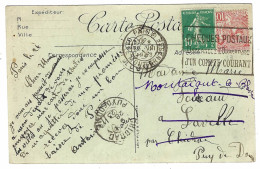 1923 - C P A  De Monte-Carlo  Affr. Mixte 10 C Semeuse + 10 C Monaco - Sonstige & Ohne Zuordnung