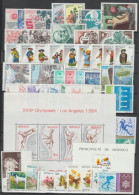 PROMOTION MONACO - 1984 - ANNEE COMPLETE Avec POSTE AERIENNE ET BLOCS ! ** MNH - COTE = 133 EUR.  49 TIMBRES + 2 BLOCS - Années Complètes