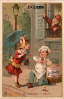 Chromo Liebig Série Française N°122 Déclaration D'Amour Du Pâtissier 3) Déclaration D'Amour Parapluie Umbrella TB.Etat - Liebig