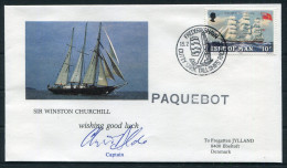 1984 I.O.M. Denmark Frederikshavn Cutty Sark Tall Ships Race "SIR WINSTON CHURCHILL" Signed Cover - Covers & Documents