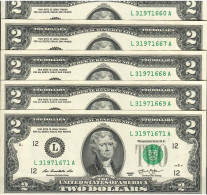 USA 2 Dollars  L   2013  Lot 5 Pcs  UNC - Billets De La Federal Reserve (1928-...)