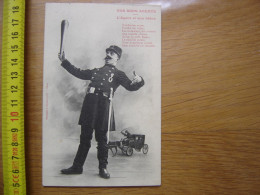 Carte Postale Postcard Police Gendarmerie L'Agent Et Son Baton Cheval Fiacre - Police - Gendarmerie