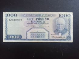 Islande Billet 1000 Kronur 1961 - Island