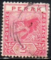 MALAYA PERAK MALESIA 1892 1895 TIGER  2c USED USATO OBLITERE' - Perak