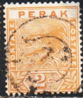 MALAYA PERAK MALESIA 1892 1895 TIGER  2c USED USATO OBLITERE' - Perak