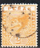 MALAYA PERAK MALESIA 1892 1895 TIGER 2c USED USATO OBLITERE' - Perak