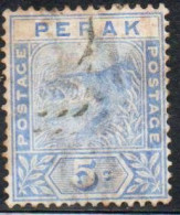 MALAYA PERAK MALESIA 1892 1895 TIGER 5c USED USATO OBLITERE' - Perak