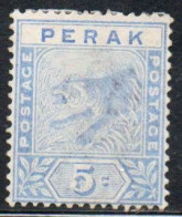 MALAYA PERAK MALESIA 1892 1895 TIGER 5c MH - Perak