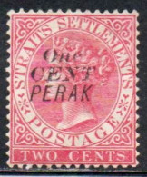 MALAYA PERAK MALESIA 1889 1890 QUEEN VICTORY SURCHARGED ONE CENT 1c On  6c MH - Perak