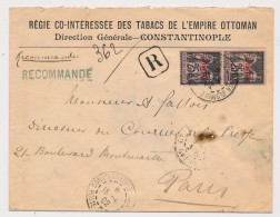 LETTRE BFE RECOMMANDÉE TABACS SAGE PAIRE PARIS COVER TURKEY CONSTANTINOPLE CACHET AU DOS SUPERBE - Lettres & Documents