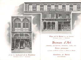PARIS-75001-MAGASIN SUSSE FRERES- BRONZE D'ART FOURNITURES DE BUREAU DECOR " PLATANE " DOUBLE CARTE - Paris (01)