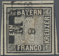 Bayern - Marken Und Briefe: 1849, 1 Kr Schwarz, Platte 1, Ringsum Breit Bis über - Other & Unclassified