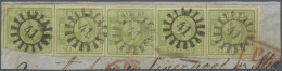 Bayern - Marken Und Briefe: 1850, 9 Kr. Gelbgrün, Type III, Waagerechter Fünfers - Other & Unclassified