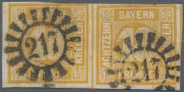 Bayern - Marken Und Briefe: 18 Kr. Gelblichorange, Waagerechtes Paar, Oben Winzi - Otros & Sin Clasificación