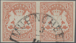 Bayern - Marken Und Briefe: 1867 'Wappen' 18 Kr. Zinnoberrot Im Waag. PAAR, Sehr - Otros & Sin Clasificación