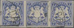 Bayern - Marken Und Briefe: 1868 'Wappen' 7 Kr. Dunkelultramarin Im Waag. DREIER - Otros & Sin Clasificación