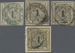 Württemberg - Marken Und Briefe: 1851, 1 Kr., Lot Von Vier Einzelstücken Gestemp - Other & Unclassified