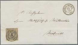 Württemberg - Marken Und Briefe: 1851, 1 Kr. Schwarz Auf Sämisch, Type III, Oben - Other & Unclassified