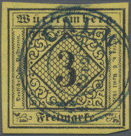 Württemberg - Marken Und Briefe: 1851, 3 Kr. Schwarz Auf Dunkelgelb, Type III, B - Other & Unclassified