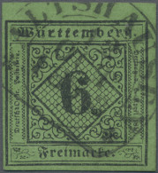 Württemberg - Marken Und Briefe: 1851, 6 Kr. Schwarz Auf Grün, Type I, Segmentst - Other & Unclassified