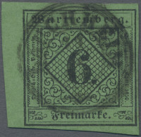 Württemberg - Marken Und Briefe: 1851, 6 Kr. Schwarz Auf Blaugrün, Linkes Randst - Other & Unclassified