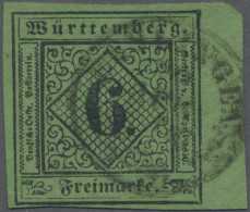 Württemberg - Marken Und Briefe: 1851, 6 Kr. Schwarz Auf Gelblichgrünem Seidenpa - Other & Unclassified