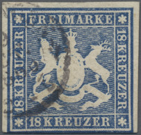 Württemberg - Marken Und Briefe: 1859, 18 Kr. Blau, Farbfrisches Exemplar, Unten - Other & Unclassified