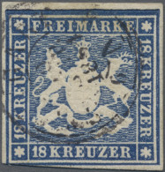 Württemberg - Marken Und Briefe: 1860, 18 Kr. Dunkelblau, Farbintensives Exempla - Other & Unclassified