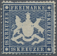 Württemberg - Marken Und Briefe: 1861, Wappenzeichnung 18 Kr. Dunkelblau Auf Dün - Other & Unclassified