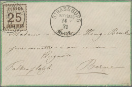 Elsass-Lothringen - Marken Und Briefe: 1870, 25 C Dkl'braun, Type I (Netz-Spitze - Other & Unclassified