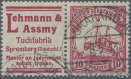 Deutsch-Südwestafrika - Zusammendrucke: 1912, R10 "Lehmann & Assmy Tuchfabrik" + - German South West Africa