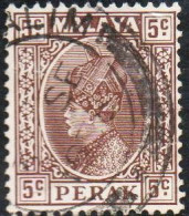 MALAYA PERAK MALESIA 1935 1937 SULTAN ISKANDAR 5c USED USATO OBLITERE' - Perak