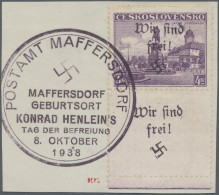 Sudetenland - Maffersdorf: 1938, 4 Kc Stadtbilder Mit überdrucktem Leerfeld Unte - Sudetenland