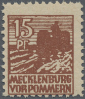Sowjetische Zone - Mecklenburg-Vorpommern: 1946, Abschiedsausgabe 15 Pf Dunkelbr - Other & Unclassified