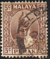 MALAYA PERAK MALESIA 1938 1941 1939 SULTAN ISKANDAR 5c USED USATO OBLITERE' - Perak