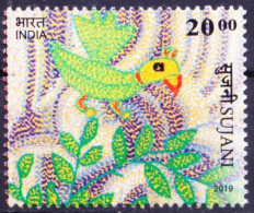 India 2019 MNH, Parrot Embroidery Art Craft, Birds - Perroquets & Tropicaux