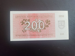 Lituanie Billet 200 Talonas 1992 Neuf TTB+ - Lithuania