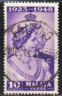 MALAYA PERAK MALESIA 1948 SILVER WEDDING ISSUE 10c USED USATO OBLITERE' - Perak