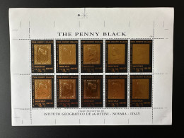 Bhutan 1996 Mi. 1632 SUPER RARE UNCUT PRINTER Sheet Kleinbogen The Penny Black 22 Karat First Stamp On Stamp Gold Or - Bhután