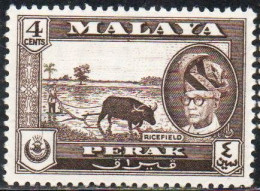 MALAYA PERAK MALESIA 1957 1961 PORTRAIT OF SULTAN YUSSUF IZZUDIN SHAH RICEFIELD 4c MH - Perak