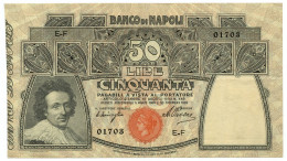 50 LIRE BANCO DI NAPOLI BIGLIETTO AL PORTATORE 30/12/1909 SPL- - Other & Unclassified