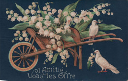 ANIMAUX - Oiseaux - Colombes Et Muguet - L'amitié Vous Les Offre - Carte Postale Ancienne - Oiseaux