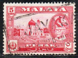 MALAYA PERAK MALESIA 1957 1961 PORTRAIT OF SULTAN YUSSUF IZZUDIN SHAH MOSQUE 5c USED USATO OBLITERE' - Perak