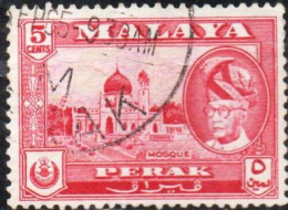 MALAYA PERAK MALESIA 1957 1961 PORTRAIT OF SULTAN YUSSUF IZZUDIN SHAH MOSQUE 5c USED USATO OBLITERE' - Perak