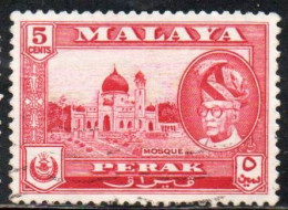 MALAYA PERAK MALESIA 1957 1961 PORTRAIT OF SULTAN YUSSUF IZZUDIN SHAH MOSQUE 5c USED USATO OBLITERE' - Perak