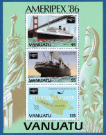 VANUATU  1986  AMERIPEX  SHIPS + MAP  M.S.    S.G. MS 437   U.M. - Vanuatu (1980-...)